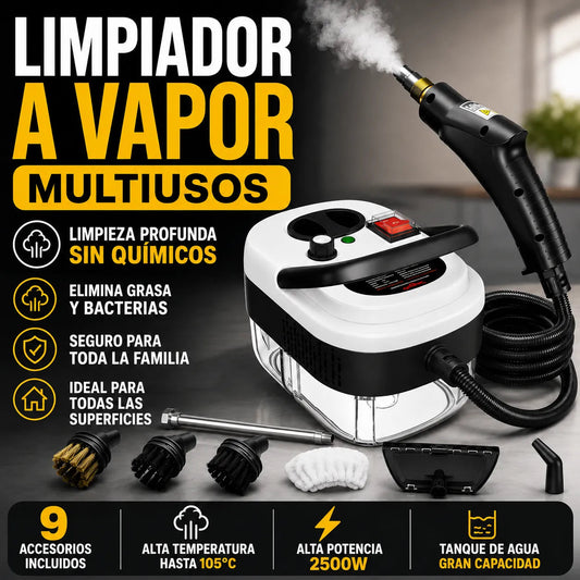 LIMPIADOR A VAPOR MULTIUSOS + 9 ACCESORIOS – 50% DE DESCUENTO