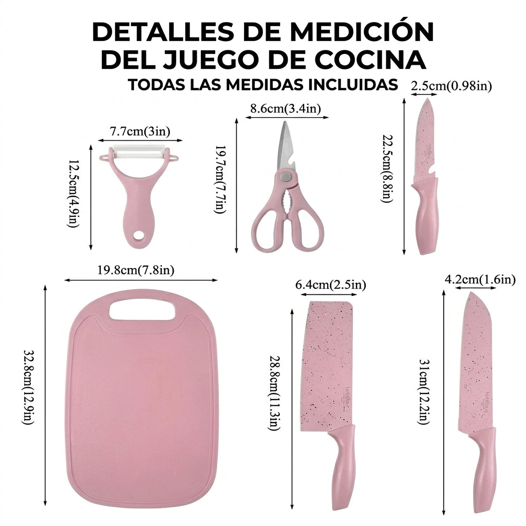 Kit de 3 Cuchillos con Tabla de Picar y Pedestal - 50% OFF