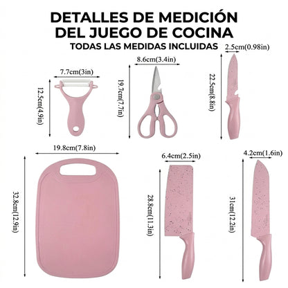 Kit de 3 Cuchillos con Tabla de Picar y Pedestal - 50% OFF